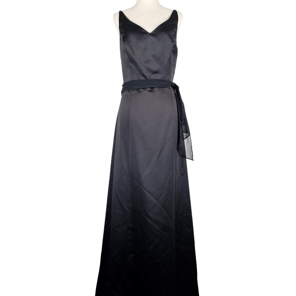 David's Bridal Dress Womens 12 Black Satin Formal Evening Gown Style 8788 Long